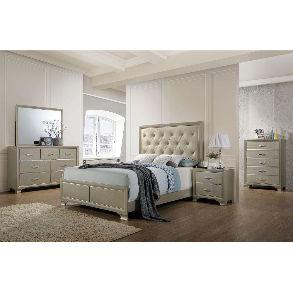 ACME Carine Queen Bed in PU  Champagne-Boyel Living